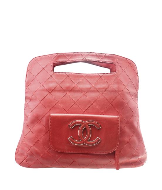 Chanel A50042 Hamptons Fold Over Quilted 181542 Red Leather Clutch 