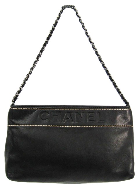 Chanel Accessory Pouch A24779 Handbag Black Leather Satchel 