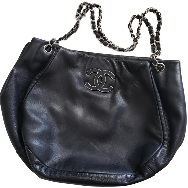 Chanel Accordion Black Lambskin Leather Satchel 