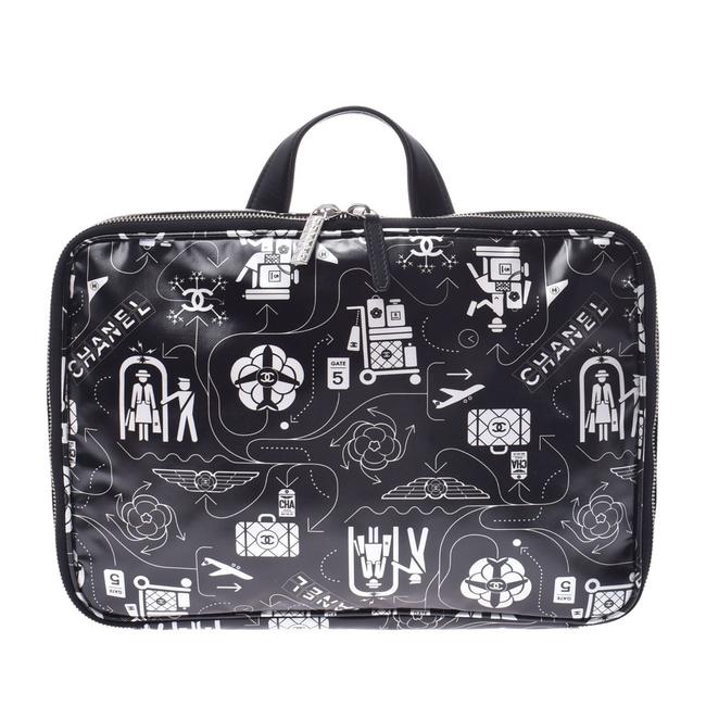 Chanel Airline Women's Handbag Black White Nylon Satchel 