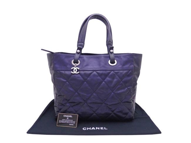 Chanel Biarritz Handbag Paris Ladies Purple Leather Satchel 