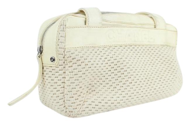 Chanel Bicolor Woven Lax 18cc915c Beige &amp White Leather Satchel 