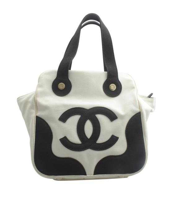 Chanel Black &amp White 153538 Blackxwhite Canvas Satchel 