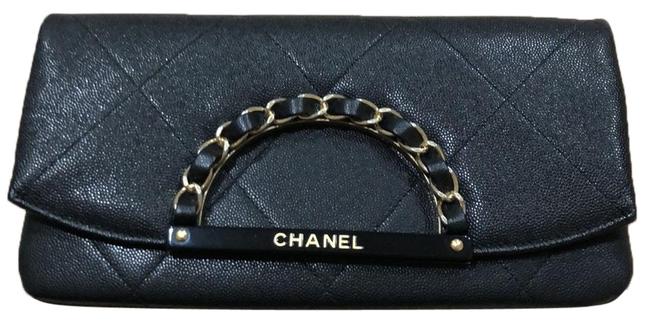 Chanel Black Caviar Leather Clutch 
