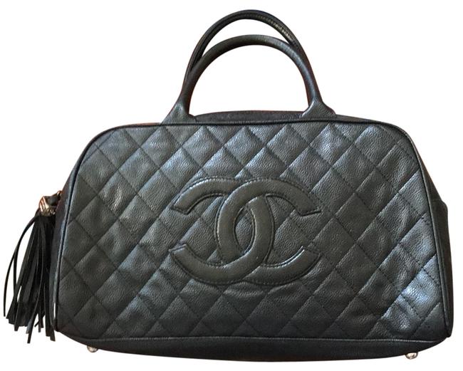 Chanel Bowling Bag Black Caviar Leather Satchel 