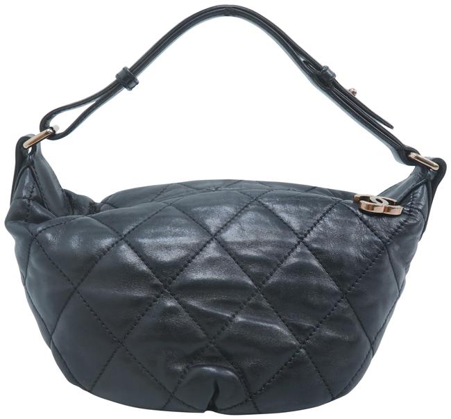 Chanel Black Lambskin Hobo Bag 