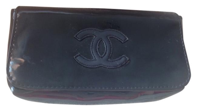 Chanel Black Patent Vinyl Clutch 