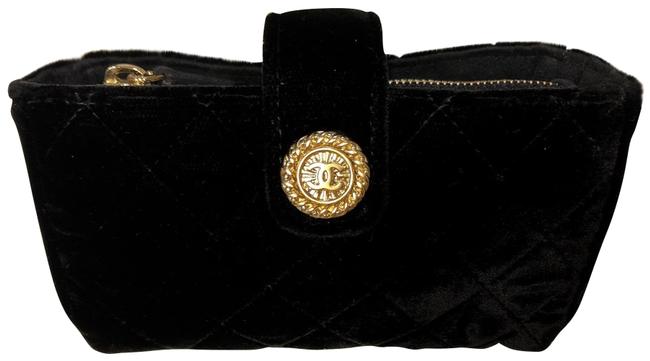 Chanel O mini Black Velvet Clutch 