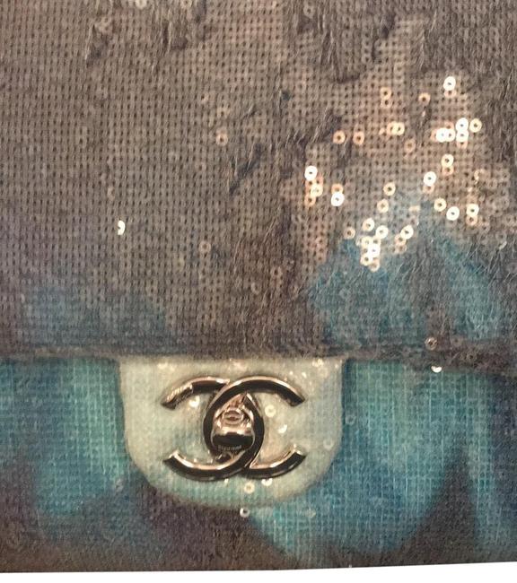 Chanel Blue Silver SequinLeather Satchel 
