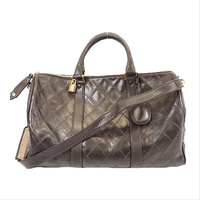 Chanel Boston Bag Bicolor Bicolore Women's Black Leather Satchel 