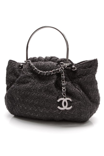 Chanel Boucle Knitting Black Tweed Satchel 