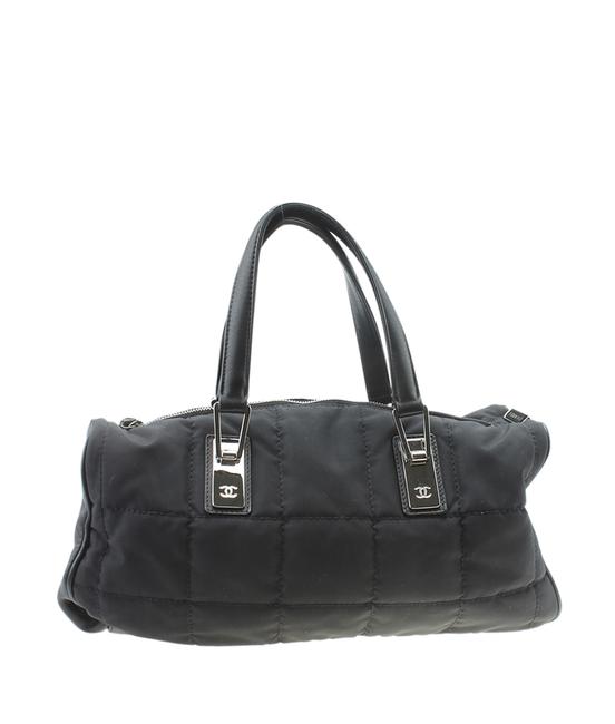 Chanel Bowler Quilted 184570 Black Nylon Satchel 