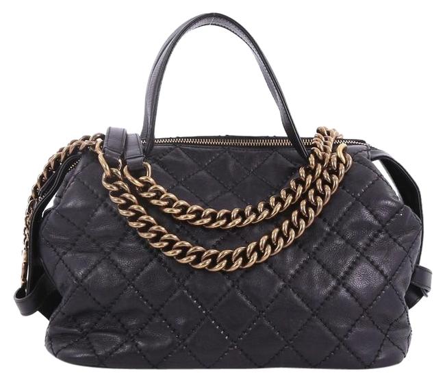 Chanel Bowling Bag Chain Quilted Medium Black Calfskin Satchel 