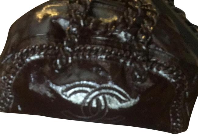 Chanel Bowling Bag Chocolate Patent Leather Satchel 