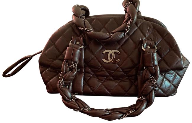 Chanel Bowling Bag Dark Brown Leather Satchel 