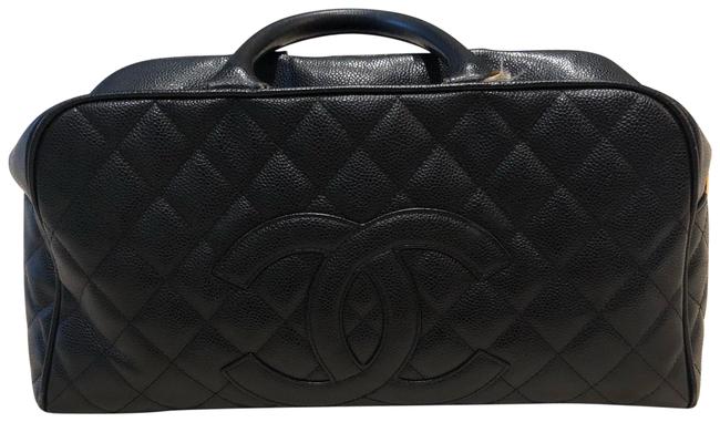 Chanel Bowling Black Caviar Leather Satchel 