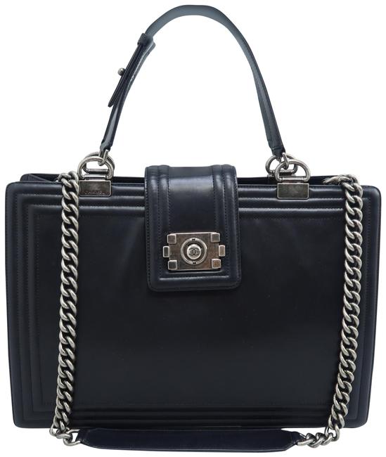 Chanel Boy Reverso Large Leather Black Calfskin Satchel 