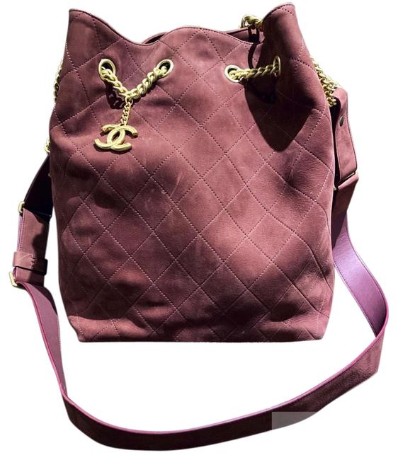 Chanel Bucket Large Burgundy Suede Leather Hobo Bag 