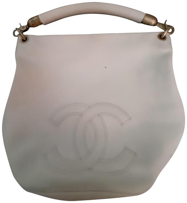 Chanel Bucket White Leather Hobo Bag 