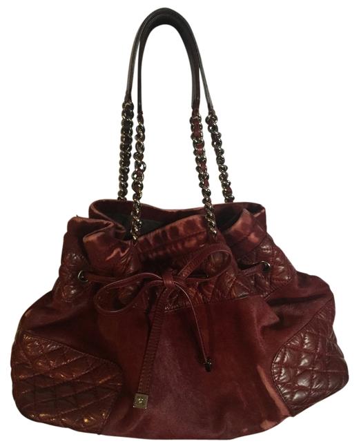 Chanel Burgundy Leather and Fur Hobo Bag 