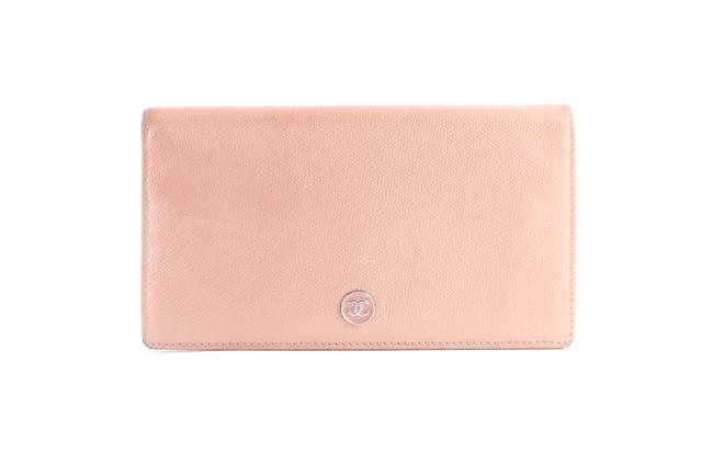 Chanel Button Line Flap Wallet 216552 Pink Leather Clutch 