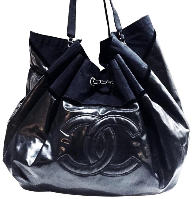 Chanel Cabas Hobo XL Stretch Spirit Handbag Black Satchel 