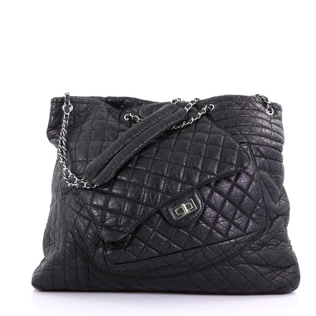 Chanel Cabas Karl's Fantasy Tote Quilted Black Leather Hobo Bag 