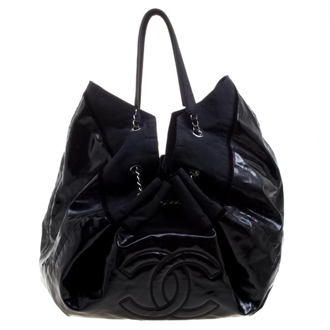 Chanel Cabas Large Stretch Spirit Black Vinyl and Fabric Hobo Bag 