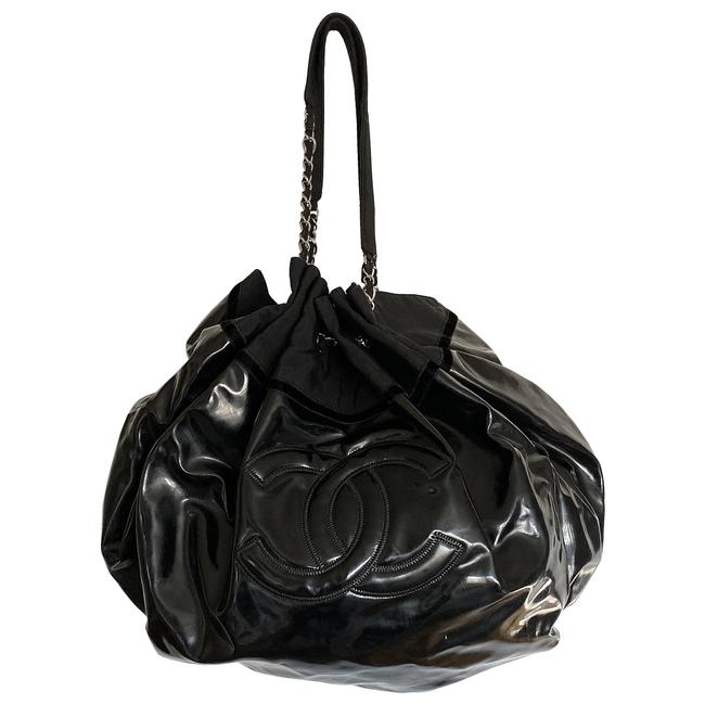 Chanel Cabas Spirit Black Vinyl and Canvas Hobo Bag 