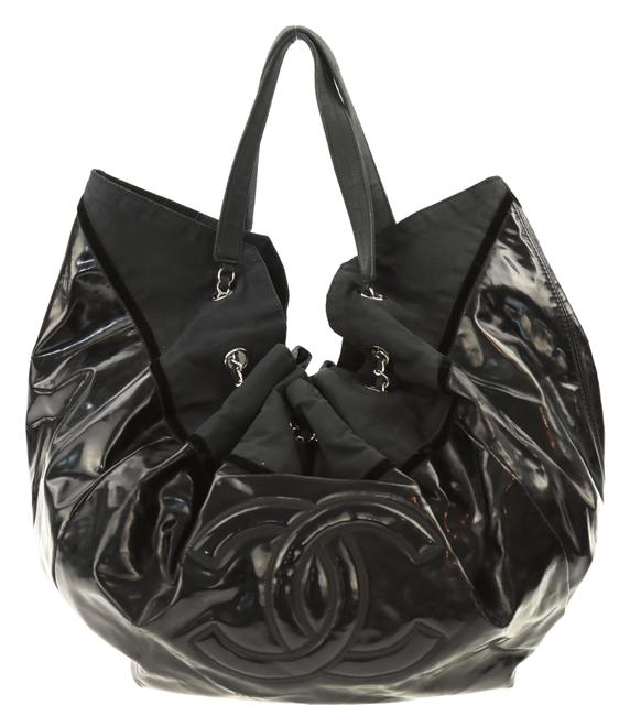 Chanel Cabas Spirit Black Vinyl Hobo Bag 