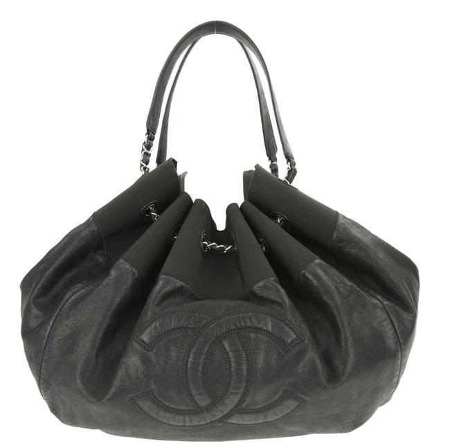 Chanel Cabas Stretch Spirit Black Leather Hobo Bag 