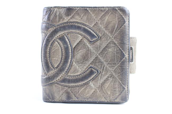 Chanel Cambon Compact Wallet 7cca32117 Bronze Quilted Leather Clutch 