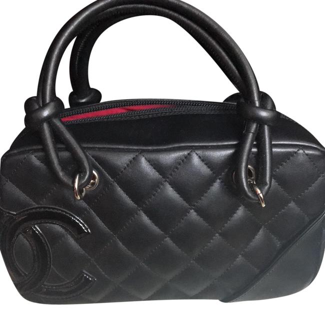 Chanel Cambon Huge Patent Cc Black Leather Satchel 
