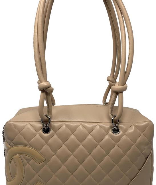 Chanel Cambon Ligne Bowler Tan Leather Satchel 