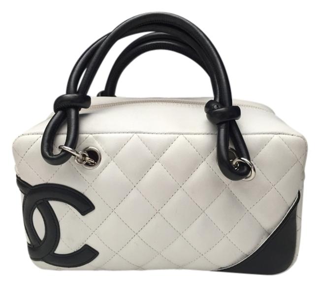 Chanel Cambon Ligne Pochette White and Black Leather Satchel 