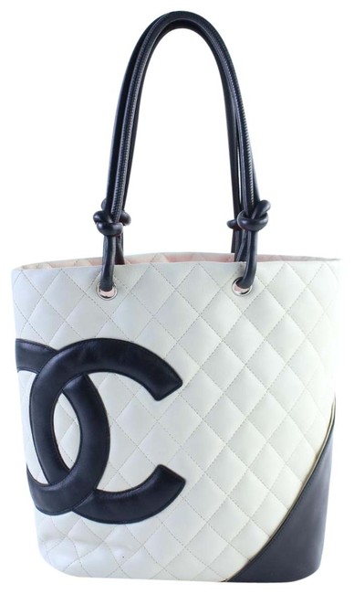 Chanel Cambon Small Ligne Ivory and Black Leather Satchel 