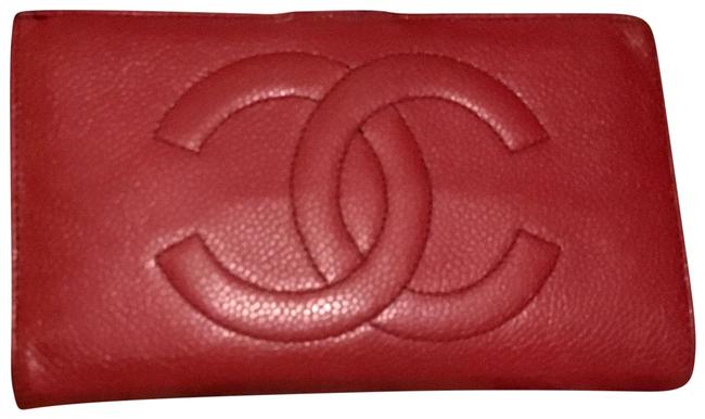 Chanel Cambon Wallet Can Woc Red Lambskin Leather Clutch 