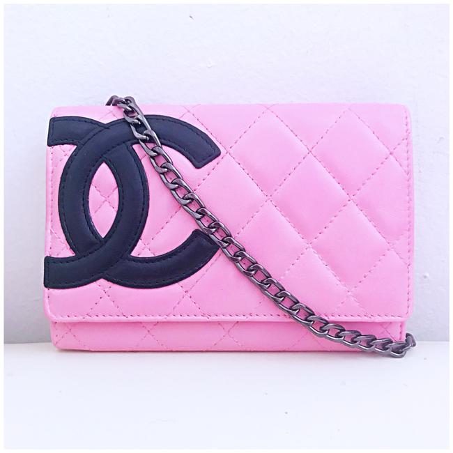 Chanel Cambon Wallet Pink Lambskin Leather Clutch 