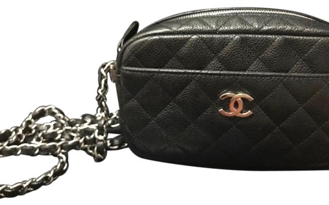 Chanel Camera Black with Silver Hardware Grained Caviar Leather Cross Body Bag 
