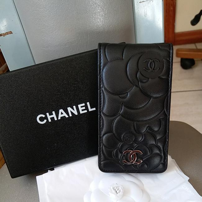 Chanel Camilla Iphone 4 Case Black Lambskin Leather Clutch 