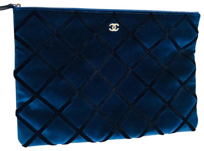 Chanel Case Blues Black Velvet Clutch 