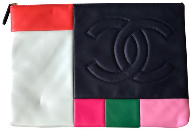 Chanel Case Large Patchwork Multicolor Lambskin Leather Clutch 