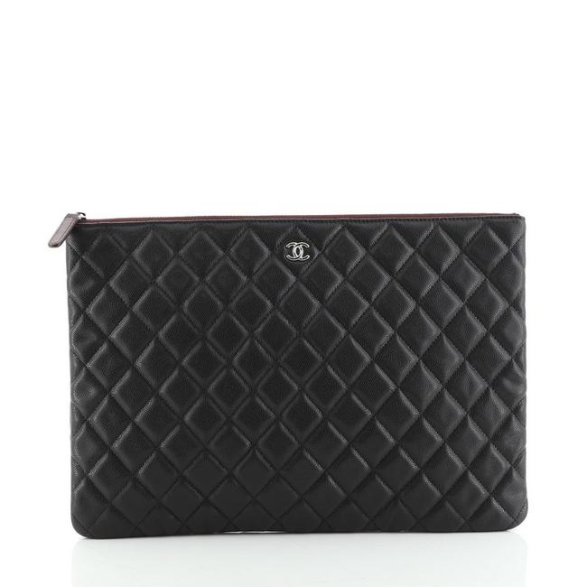 Chanel Case Quilted Caviar Large Clutch 