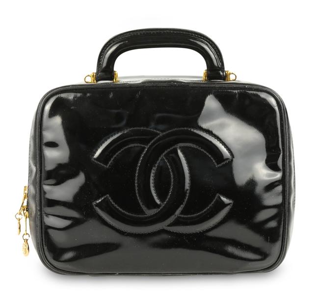 Chanel Case Vanity Black Patent Leather Satchel 