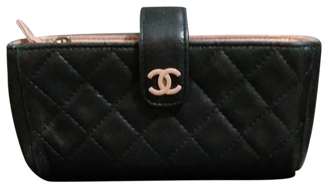 Chanel Case Wallet Italy Black Lambskin Leather Clutch 