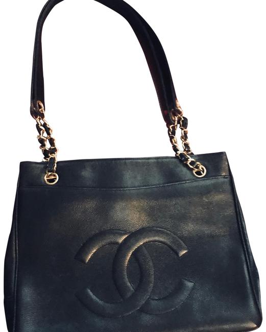 Chanel Shoulder Caviar Cc Black Leather Hobo Bag 