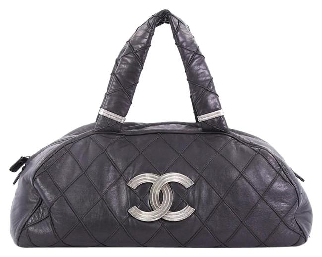 Chanel Cc Bowler Quilted Large Black Leather Satchel 