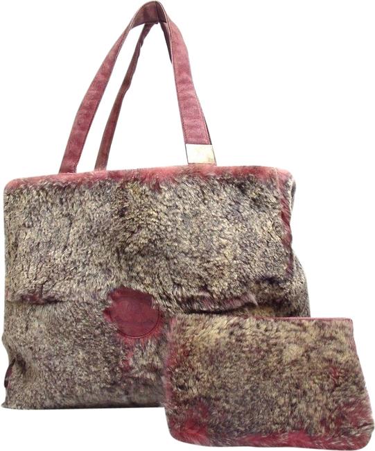 Chanel Cc Burgundy Fur Satchel 