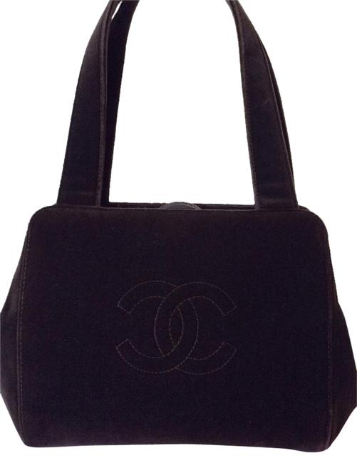 Chanel Cc + Card Brown Velvet Leather Satchel 
