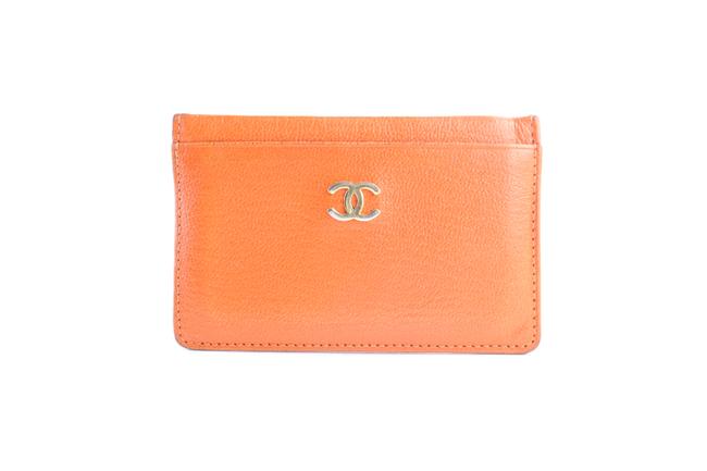 Chanel Cc Card Holder 15cr0604 Orange Leather Clutch 
